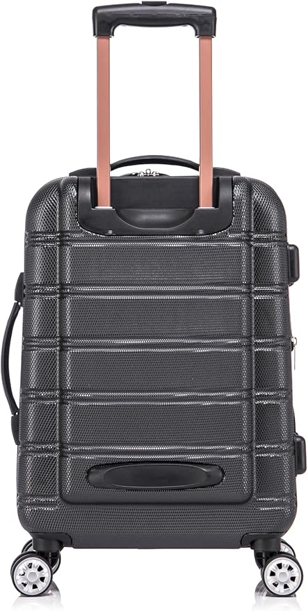 Rockland Melbourne Hardside 2 Piece Expandable Spinner Wheel Luggage Set, Carry-On 20" and Tote 14", Black