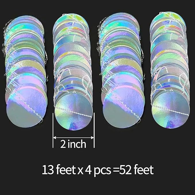 Iridescent Circle Dots Garlands Decorations, 52 Feet, Glitter Disco Garland Hanging Banner for Christmas Party, Anniversaries, Wedding, Birthday Parties, Graduations Parties, Baby Showers(Iridescent)