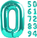Teal Blue Number Balloon 40 Inch, 0 Number Balloons, 10 20 30 40 50 Numbers Balloon Birthday Decorations, Teal Party Supplies for Women