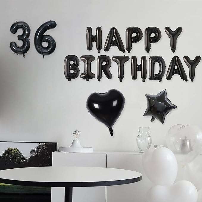 2 Set 20 Pcs 0-9 Black Number Balloons 16 Inch Black Number Mylar Foil Balloons Custom Digital Balloons for Birthday Party Engagement Graduations Anniversary Baby Shower Decor Party Supplies