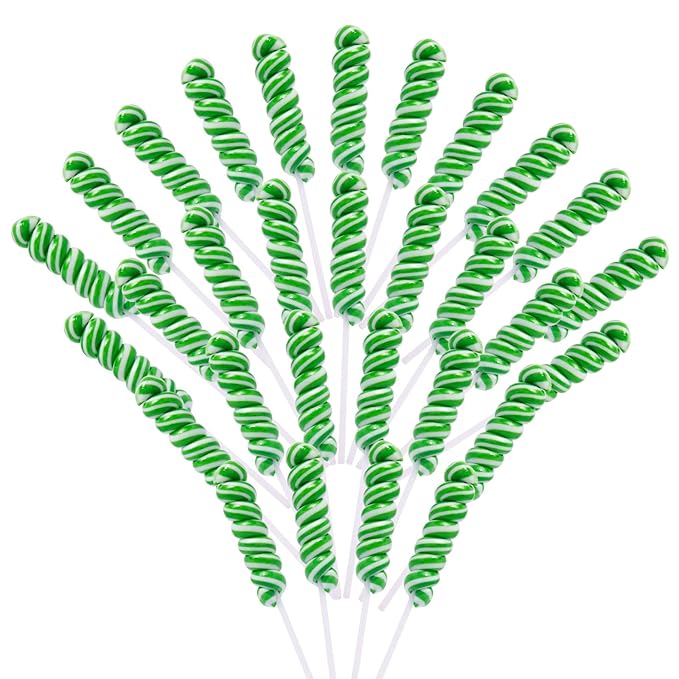 Twisty Lollipop,St. Patrick's Shamrock Twist Lollipops Individually Wrapped Bulk,Green Lollipops Candy for Birthday,Party Bag Fillers,12g Tropical Fruit Flavor 30 Pack