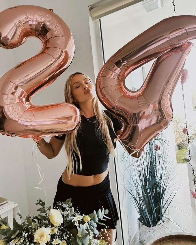 Rose Gold Number 14 Balloon 40 inch, 14 Number Balloons, 14th Birthday Decorations for Girls Boys, 14 Year Old Rose Gold Party Supplies