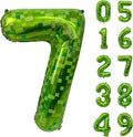 Green Number Balloons, Gaint Green Pixel Number 7 Balloon 40 Inch Dark green 7 Balloon for Boys Girls Kids 7th Birthday Party Decoration