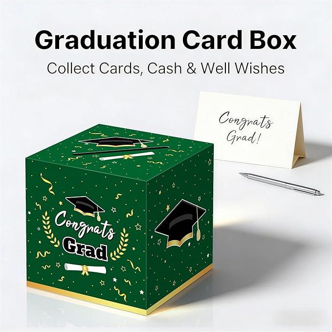 Graduation Decorations 2026 Green Graduation Card Box Graduation Party Decorations,Graduation Box,Congrats Grad Gifts Box for 2026 Graduation Party Supplies Favors