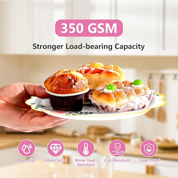 250Pcs Floral Tea Party Supplies Pink Floral Scalloped Plates Napkins Cups Pink Flower Garden Tableware Set for Spring Wedding Bridal Shower Baby Shower Garden Tea Party Decorations Serves 50