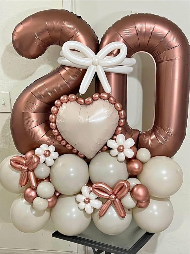 40 Inch Number Balloons, Coffee Brown Balloons for Birthday Party Decoration, Foil Number 0 Ballon for 0, 10, 20, 100, 2026 Celebration, Birthday, Baby Shower, Anniversary Decor