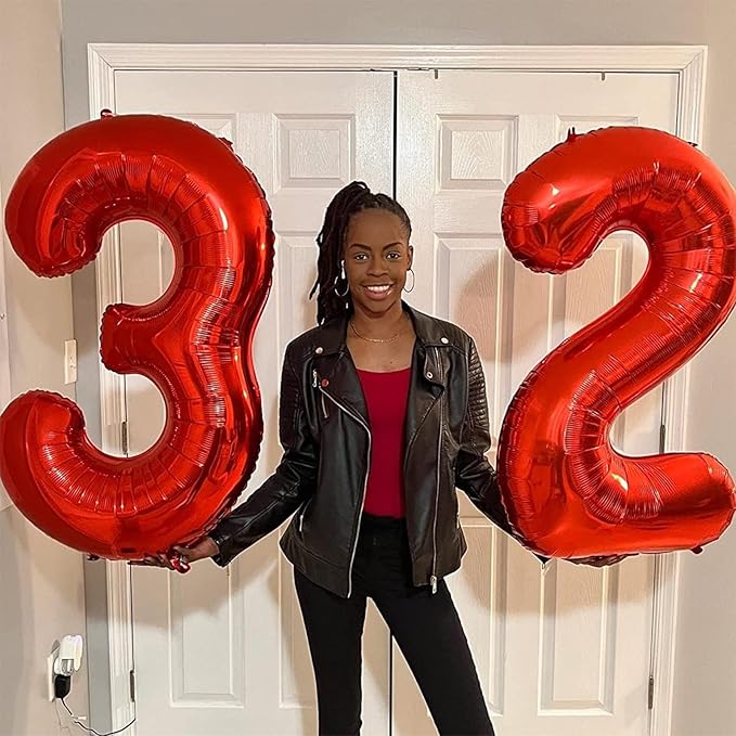 40 Inch 15 Foil Balloons - Number 15 Large Red Helium Balloons with Confetti, Self Inflating for Girls Boys Women Anniversary Party Decorations