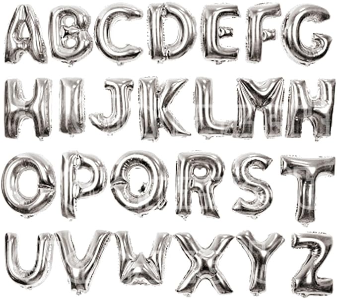 Glanzzeit 16 Inch Silver Foil Balloons Letters A to Z Numbers 0 to 9 for Prom Wedding Birthday Party Decor (Letter K)