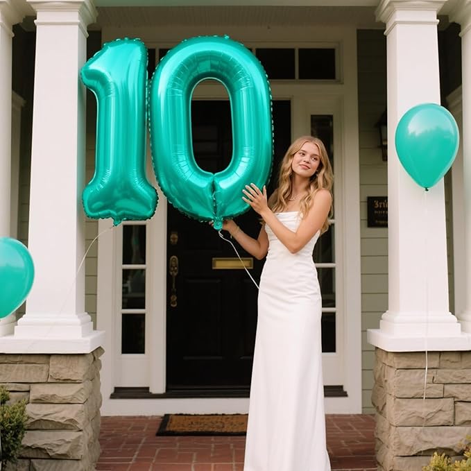 40 Inch Teal Blue Balloon Number 0 Balloons,Jumbo Mylar Foil Helium Balloon for 10 20 30 40 50 60 70 80 90 100 2025 Birthday Digital Balloons for Birthday Party,Wedding Anniversary Party Decorations