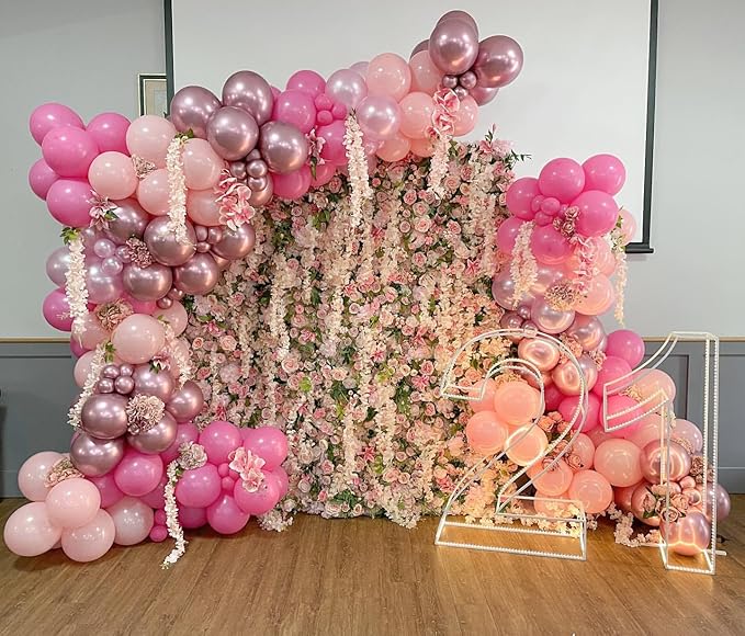 Pink Balloons Metallic Pink Balloons, 80Pcs 12inch Chrome Pink Light Pink Latex Confetti Balloon for Girl Birthday Princess Baby Shower Wedding Galentine's Day Valentine's Party Decoration