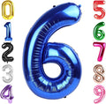 40 Inch Metallic Blue Number 6 Balloon, Giant 6 Number Balloons for 6th Birthday Decorations, Party Supplies for Baby Boy Girl, Metallic Blue Party Decor