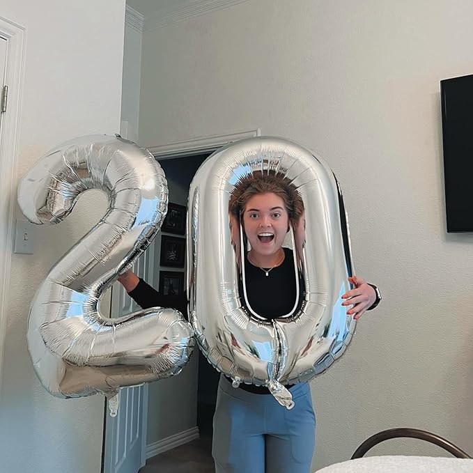 Silver Number 2 Balloon 40 Inch, 2nd Birthday Decoration for Toddlers Girls Boys, Sparkling 2 Number Balloon Party Decor