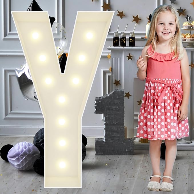 3FT Marquee Light Up Letters Y, Big Marquee Letter for Baby Shower Birthday Engagement Wedding Marry Me Party Decor
