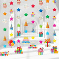 8 Pcs Happy Birthday Party Decorations Let's Party Garland Streamers Colorful Rainbow Birthday Theme Hanging Paper Cutouts Banner for Wall Backdrop Classroom Door Ceiling Decorations Supplies