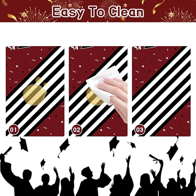 7-Pack Graduation Party Decorations Set, 3 Maroon Graduation Tablecloths 54 x 108 in, 2026 and Grad Balloons, 2 Foil Fringe Curtains for High School College Graduation Party Photo Booth