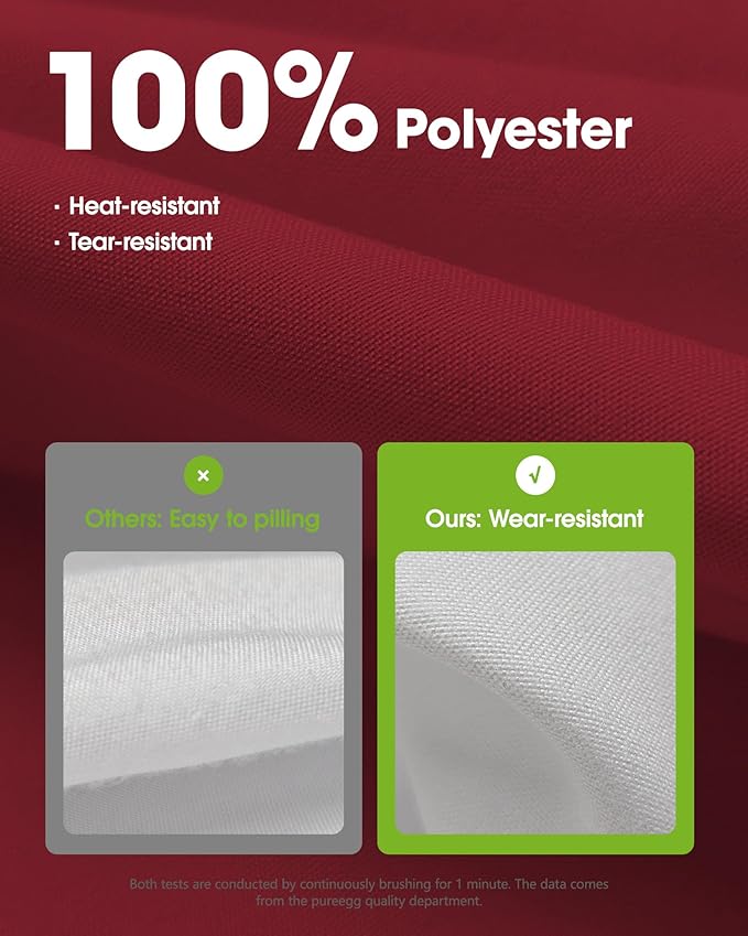 Pureegg Rectangle Table Cloth 60" x 84" – Durable Polyester Tablecloth Offers Reusable & Washable Protection, Ideal for Outdoor Party, Picnic, Wedding, Banquet and Birthday, Red