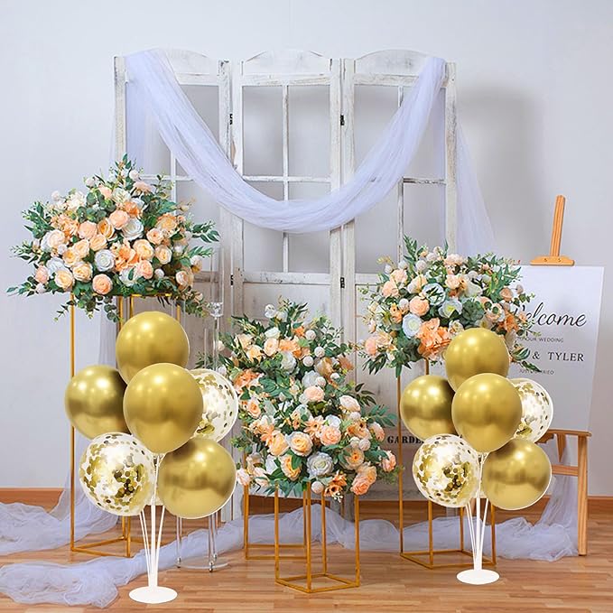Gold Party Decorations 4Set Balloon Stand Table Centerpieces for Birthday Bridal Shower Wedding Anniversary Engagement Mother's Day Father's Day Graduation Decorations 2026 New Years Eve