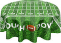 Football Round Tablecloth 70 Inch Rugby Football Pattern Circle Table Cloth Green Table Cover Washable Polyester Indoor Decorations for Home Kitchen Dinning Party
