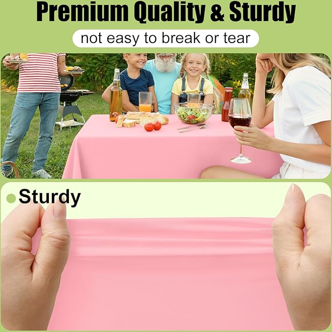 Smiry Disposable Table Cloth - 15 Pack, 54 x 108 Inch Waterproof Rectangle Tablecloths for Easter Party, Valentines & Mothers Day Decorations, Decorative Plastic Table Cover, Leakproof & Sturdy, Peach