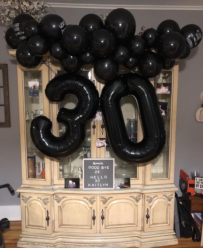 Smlpuame 40 inch Number Balloon 0-9 Black Large Number 9 Balloons,Digital Balloons for Birthday Party Celebration Decorations Supplies, Helium Foil Number Balloons for Wedding Anniversary