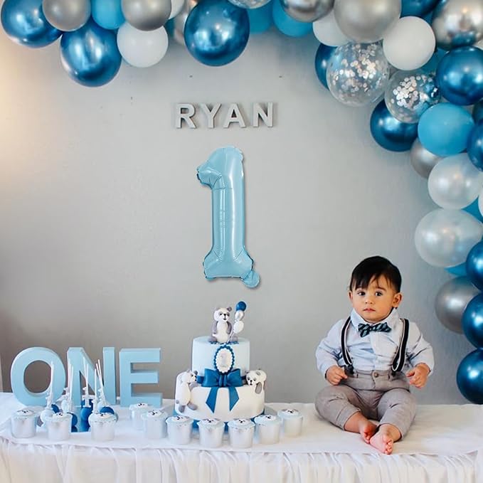 TONIFUL Balloons 16 Inch Light Blue 0-9 Number Mylar Foil Balloons 10 Pcs Custom digitalal Balloons for 2026 New Year Eve Birthday Party Engagement Graduations Anniversary Baby Shower