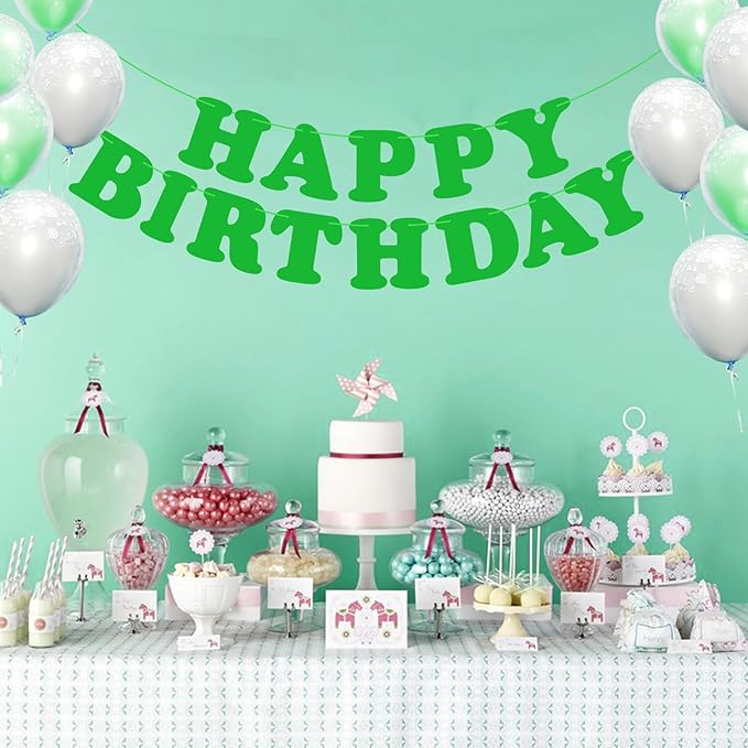 Green Happy Birthday Banner Birthday Party Decorations Sign Birthday Backdrop Party Supplies Happy Birthday Bunting Banner for Kids Adults