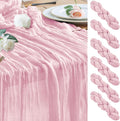 Wokceer Blushing Pink Cheesecloth Table Runner 6Pack 10FT Boho Gauze Spring Easter Cheese Cloth Table Runner Christmas for Party Long Rustic Sheer Runners for Baby Bridal Shower Wedding