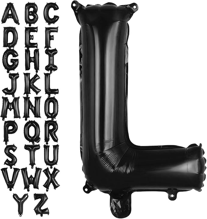 Black Letter L Balloons, 40 Inch Large Foil Letter Balloons, Custom Phrase Balloon for Birthday Party Wedding Anniversary Decoration (Black L)