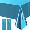 2 Pcs Lake Blue Foil Tablecloth 54 * 72inch Plastic Wedding Birthday Winter Party Turquoise Table Cloths Disposable Waterproof Aqua Table Cover for Graduation Anniversary Party Supplies