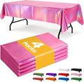 Iridescent Pink Plastic Table Cloth - 4 Pack 54" × 108" Rectangle Disposable Tablecloths for 6FT Tables, Table Cover for Party, Holiday & Gathering Use