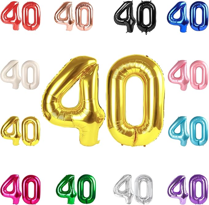 40 Balloon Number, Gold Number 40th Birthday Balloons 40 Inch, 40 Years Old Gold Birthday Decorations for Men Women, 40th Anniversary Decorations