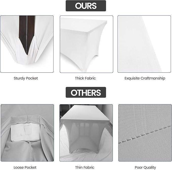 Utopia Kitchen Spandex Tablecloth 1 Pack [6FT, White] Tight, Fitted, Washable and Wrinkle Resistant Stretch Rectangular Patio Table Cover for Event, Wedding, Banquet & Parties [72Lx30Wx30H Inch]