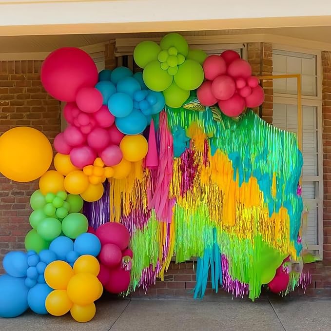 Rainbow Balloons, 50Pcs 12 Inches Yellow Orange Hot Pink Lime Green Neon Balloons Multicolor for Kids Colorful Rainbow Birthday Tropical Pool Party Supplies Baby Shower Backdrop Decorations