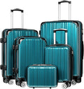 Coolife Luggage Sets, 5 Piece Durable Suitcase, Lightweight Carry on Luggage with PC+ABS Hardshell, Dual Spinner Wheels, TSA Lock and YKK Zipper (green new, 5 piece set)