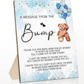 Roowest Cool Baby Shower Tabletop Decoration a Message from the Bump Wooden Baby Shower Games Sign Greenery Cute Gender Reveal Party Thank You Sign, 11.2 x 8.66 Inches(Bear)