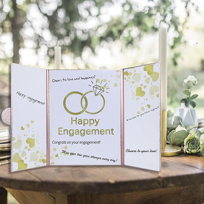 Engagement Party Decorations, Happy Engagement Guest Book Alternative, Large Engagement Card Engagement Gifts for Couple, Engagement Signature Book Engagement Decorations Party Supplies (Pink)