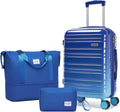 LARVENDER Carry on Luggage 22x14x9 Airline Approved, 20 Inch Hardside Suitcase with Wheels TSA Lock, PC+ABS Lightweight Travel Luggage Sets for Women, Navy Glow, 3 Piece Set