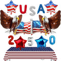 15 Pcs Patriotic Party Pack with Large 32 Inch Eagle Balloons & Tablecover, USA Red White Blue Party Decor for 4th of July Election Day Veterans Day