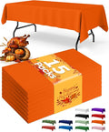 Orange Plastic Table Cloth Rectangle Table 15 Pack, 54''×108'' Tablecloth for 6ft Tables, Table Cloth for Disposable Use, Table Cover for Holiday Party, Gathering