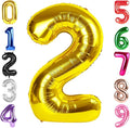 40 Inch Gold Number 2 Balloon, Giant 2 Number Balloons for 2nd Birthday Decorations, Party Supplies for Baby Boy Girl, Gold Party Decor