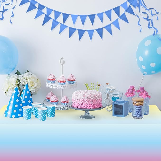 3 Pack Pastel Rainbow Plastic Tablecloth Party Decorations, Pastel Disposable Table Covers for Rectangle Tables, Rainbow Table Cloth for Easter Birthday Baby Shower Wedding Party Supplies, 54x108Inch