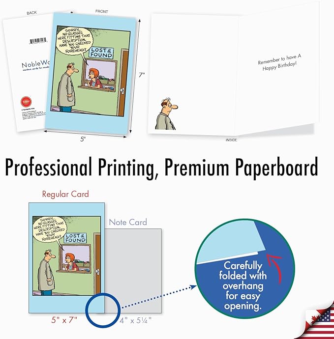 NobleWorks - Funny Birthday Greeting Card with 5 x 7 Inch Envelope (1 Card) Bday Lost Glasses C7856BDG