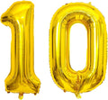 Large Gold 10 Number Balloons, 40 Inch Jumbo Number 10 Balloon, Gold Foil Mylar Balloons for Girl Sweet 10th Birthday Party, Anniversary Decorations