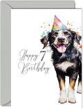 7th Birthday Cards for Boys Girls - Party Dog - Happy Birthday Card for 7 Year Old Boy Girl Grandson Granddaughter Son Daughter Nephew Niece, 5x7 Inch Bday Greeting Cards