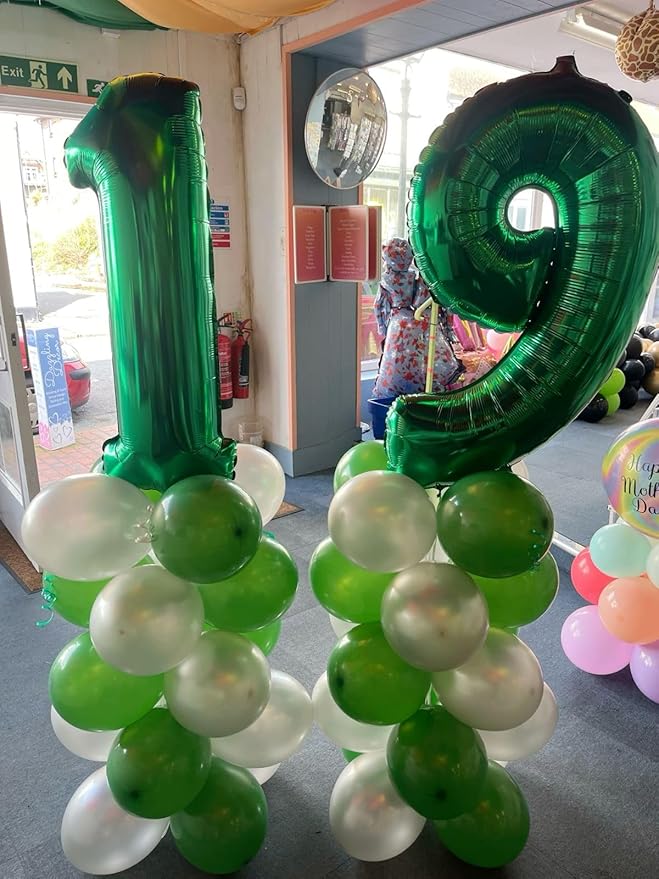 40 Inch Green Number 19 Digital Balloon,Jumbo Mylar Foil Helium Balloon for 19 Balloons for Birthday Party,Wedding Anniversary Party Decorations