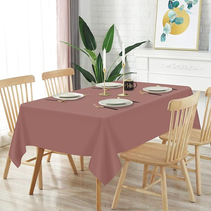 Mulbozy 12 Pcs Brown Plastic Tablecloth for Rectangle Table, 54 × 108 inches Disposable Brown Party Table Covers for Birthday, Anniversary, Wedding, Fine Dining, Graduation Party Decoration