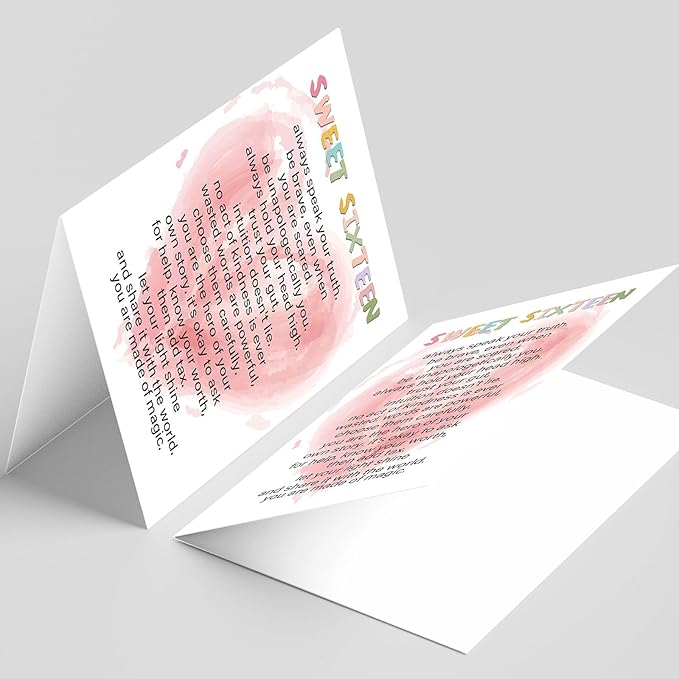Sweet 16th Birthday Cards , Happy 16th Birthday Card for Girl Boy, Funny 16 Year Old Birthday Card for Daughter Granddaughter Niece, Happy 16th Birthday Gift, Sixteen Years Old Birthday Poem Card (62)