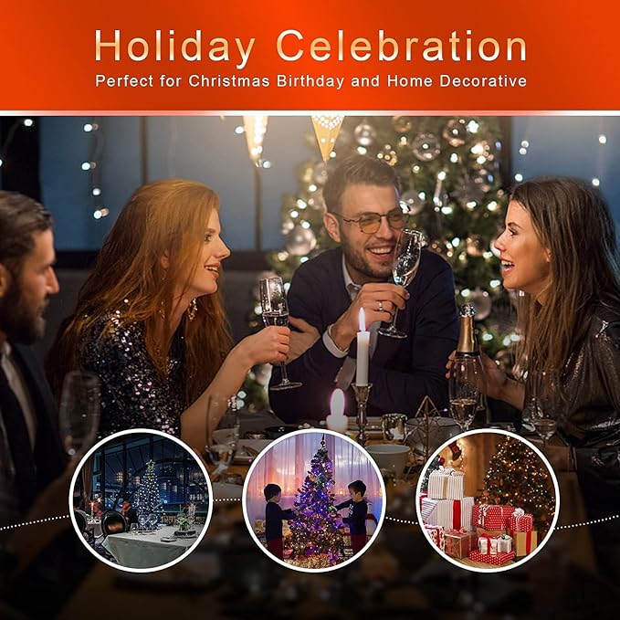 FUNIAO (New Christmas Decoration Lights, 320 LED Waterproof String Lights with Star Topper, 8 Light Modes for Christmas Tree Decoration, Holiday, Wedding (Multicolor)