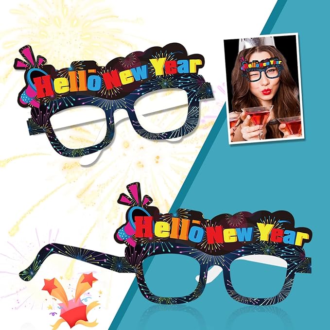 HOWAF 18 Pack Happy New Year Glasses Colorful 2026 Glasses New Years Eve Party Supplies Photo Props for Happy New Year Decorations NYE Party Favors Accessories