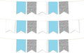 Andaz Press Hanging Pennant Banner with String, Baby Blue, White, Silver, 1-Set, 24 Pennants, Approx. 12-Feet Long, Frozen Winter Theme Colored Supplies